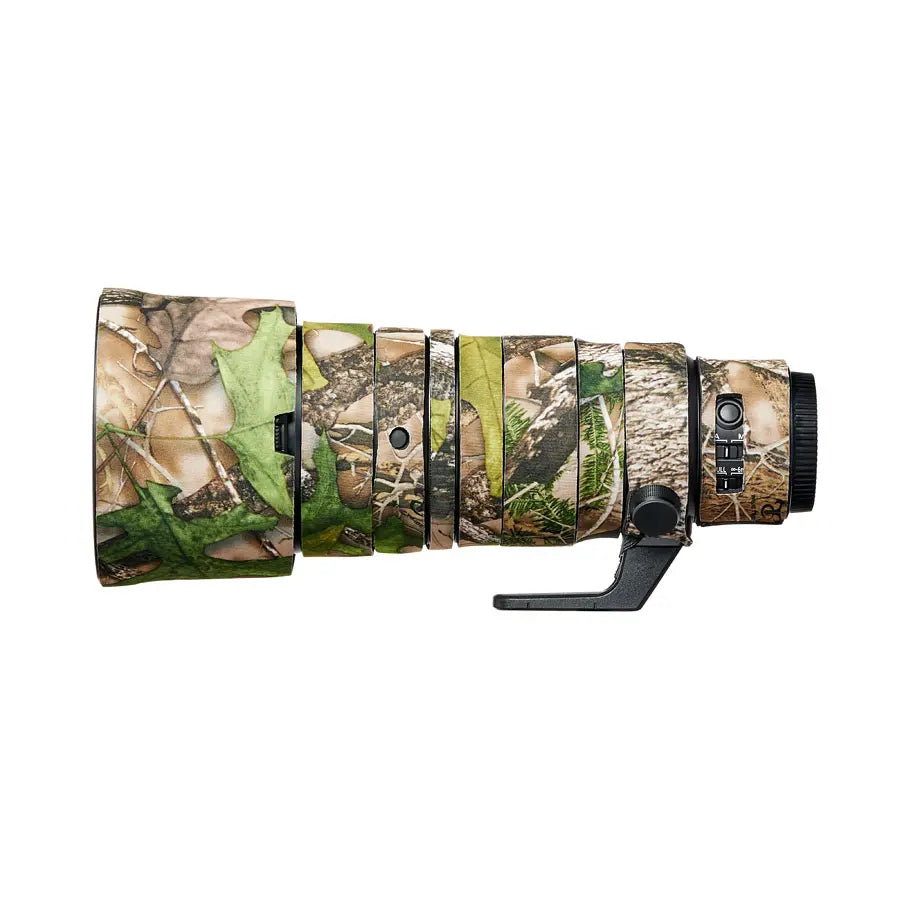 Camouflage-patterned lens on a white background