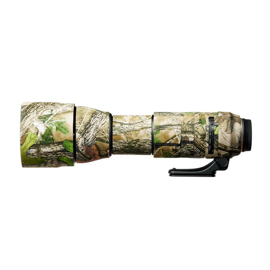 Camouflage camera lens on a white background