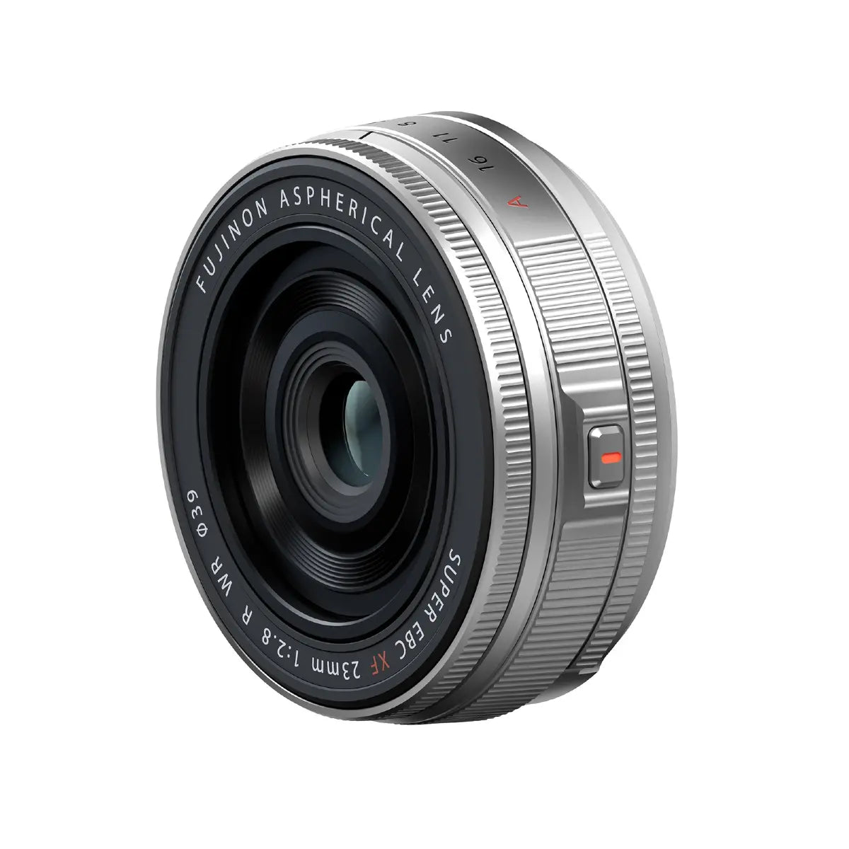 Fujifilm camera lens on a white background