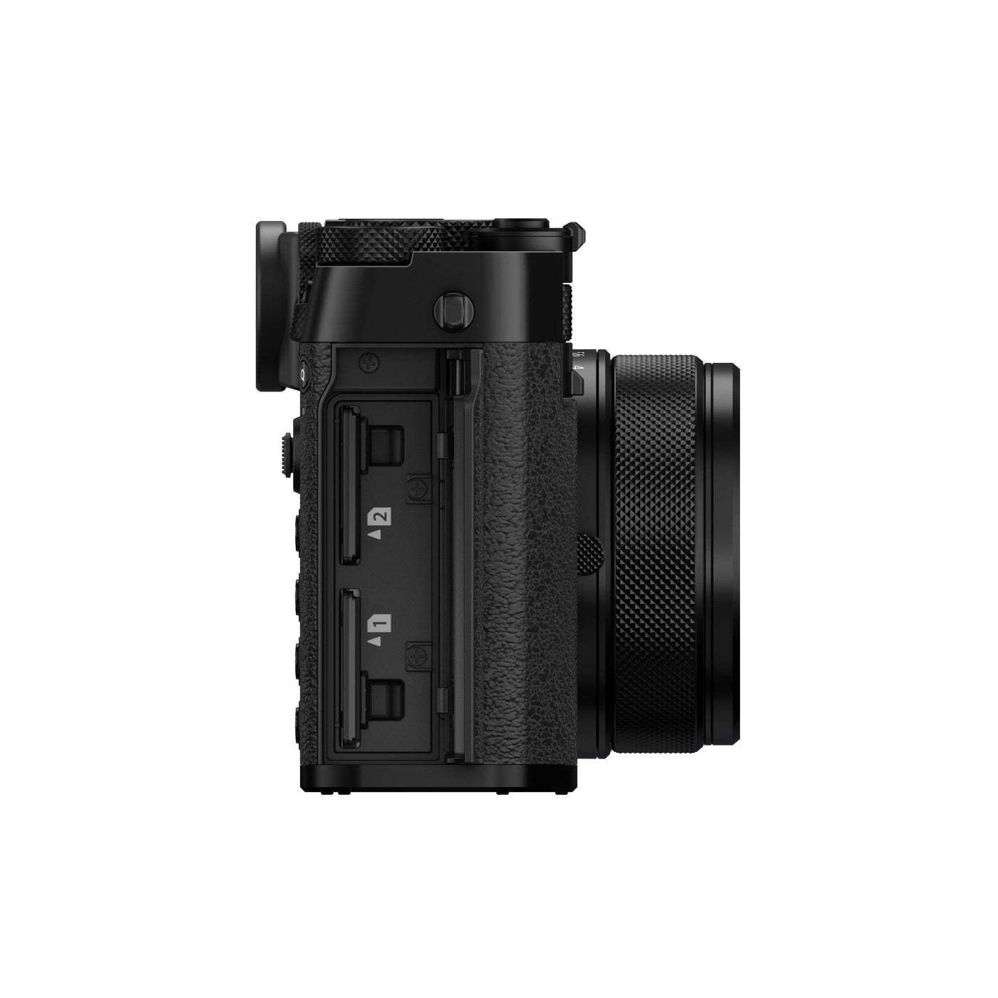 Fujifilm GFX 100 RF Fixed-Lens Medium Format Camera - Black side with sd card slot open