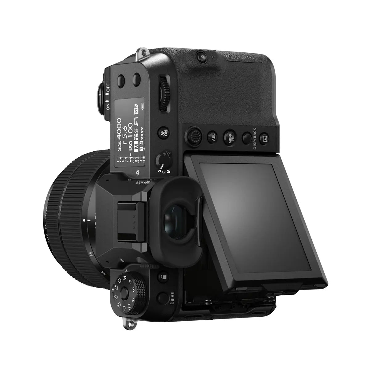 Fujifilm GFX 50S II Medium Format Camera with 35-70mm Lens back with screen rotated in vertical orientation