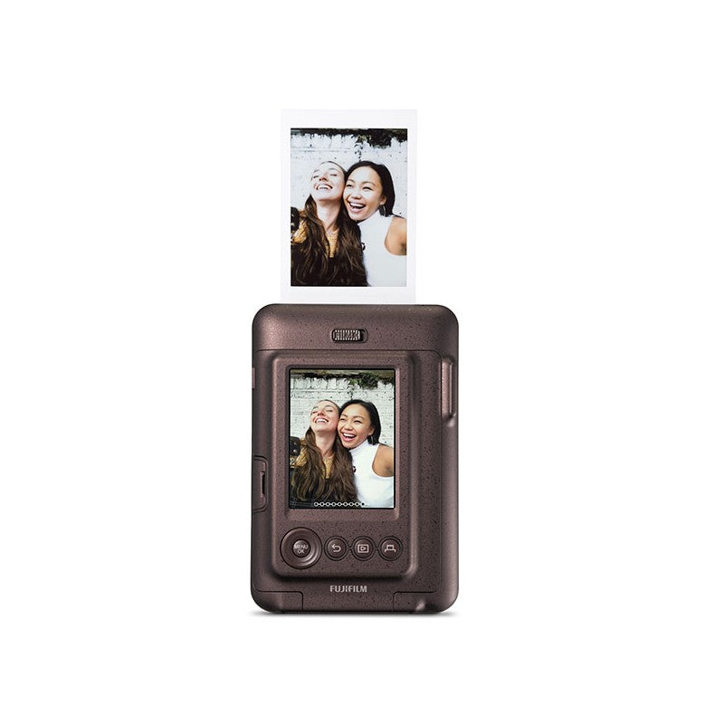 Digital photo frame with a displayed photo of two people on a white background