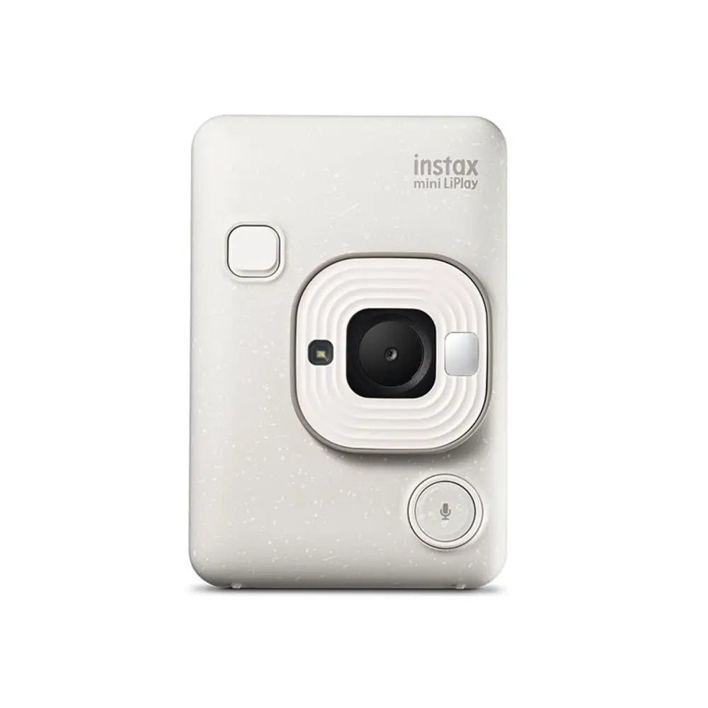 White instant camera with 'instax' branding on a white background