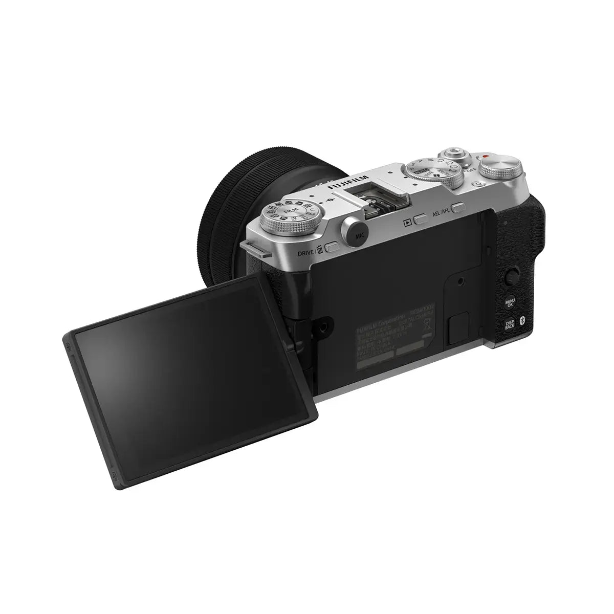 Fujifilm X-M5 with XC 15-45mm Lens - Silver (Black Lens) back with screen rotated