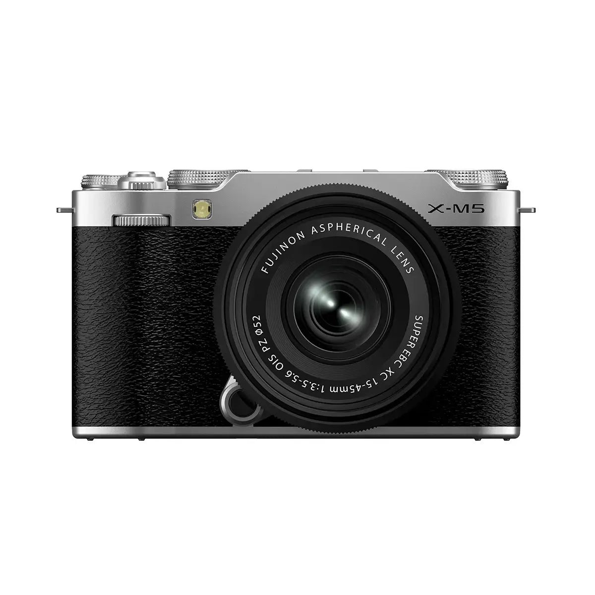 Fujifilm X-M5 with XC 15-45mm Lens - Silver (Black Lens) front