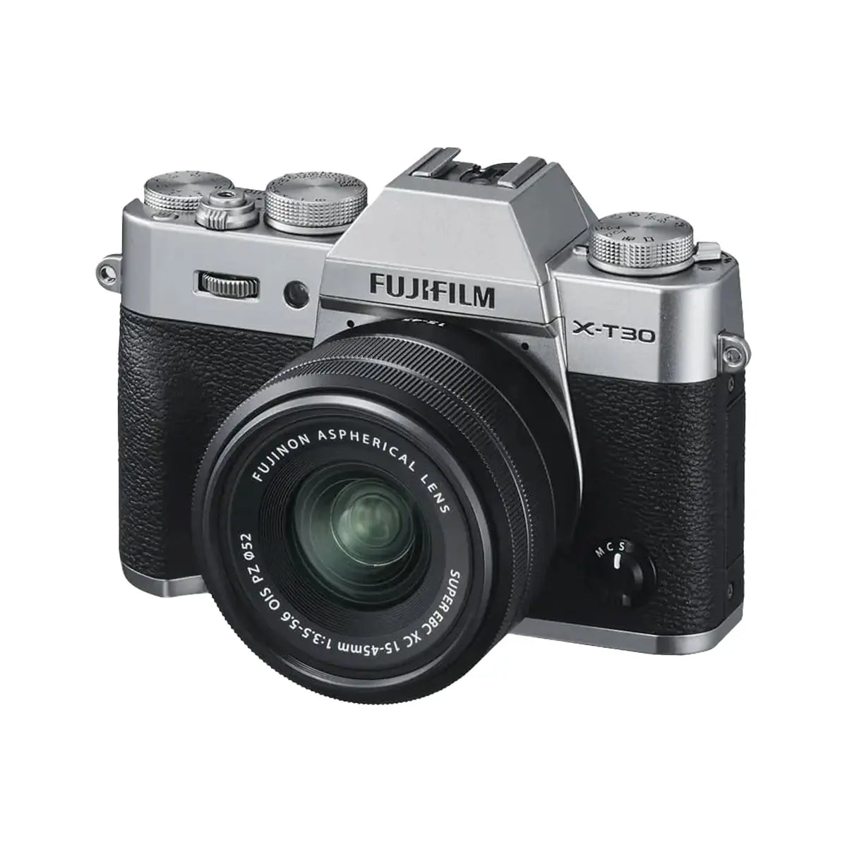 Fujifilm X-T30 II Mirrorless Camera Body & XC 15-45mm F3.5-5.6 OIS PZ Lens - Silver front side