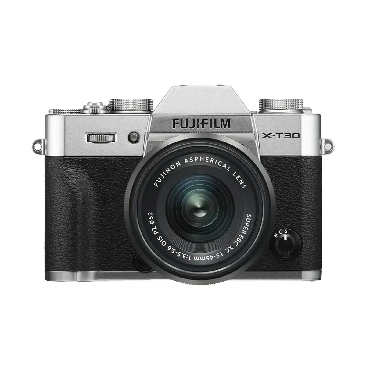 Fujifilm X-T30 II Mirrorless Camera Body & XC 15-45mm F3.5-5.6 OIS PZ Lens - Silver front