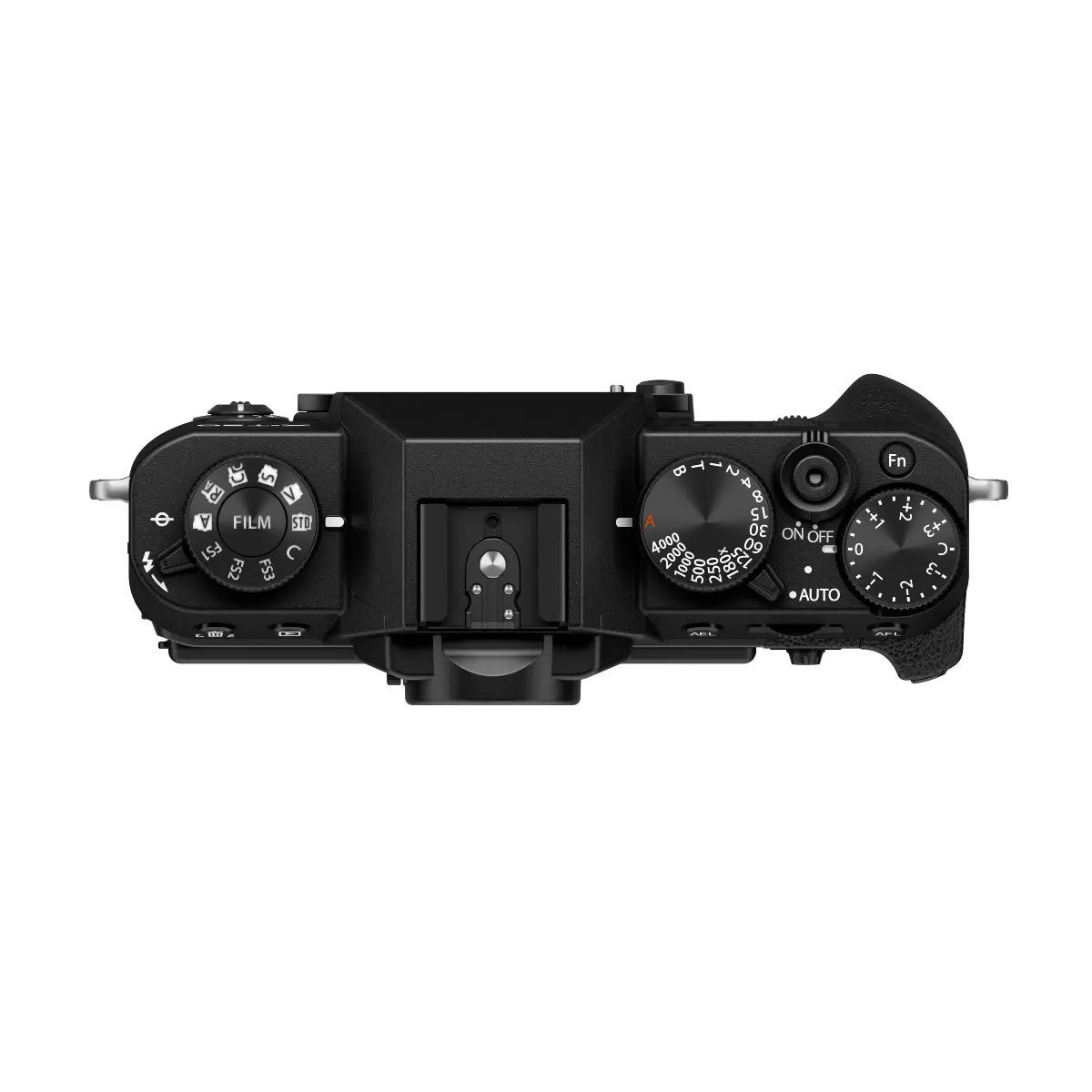 Black camera control panel on a white background