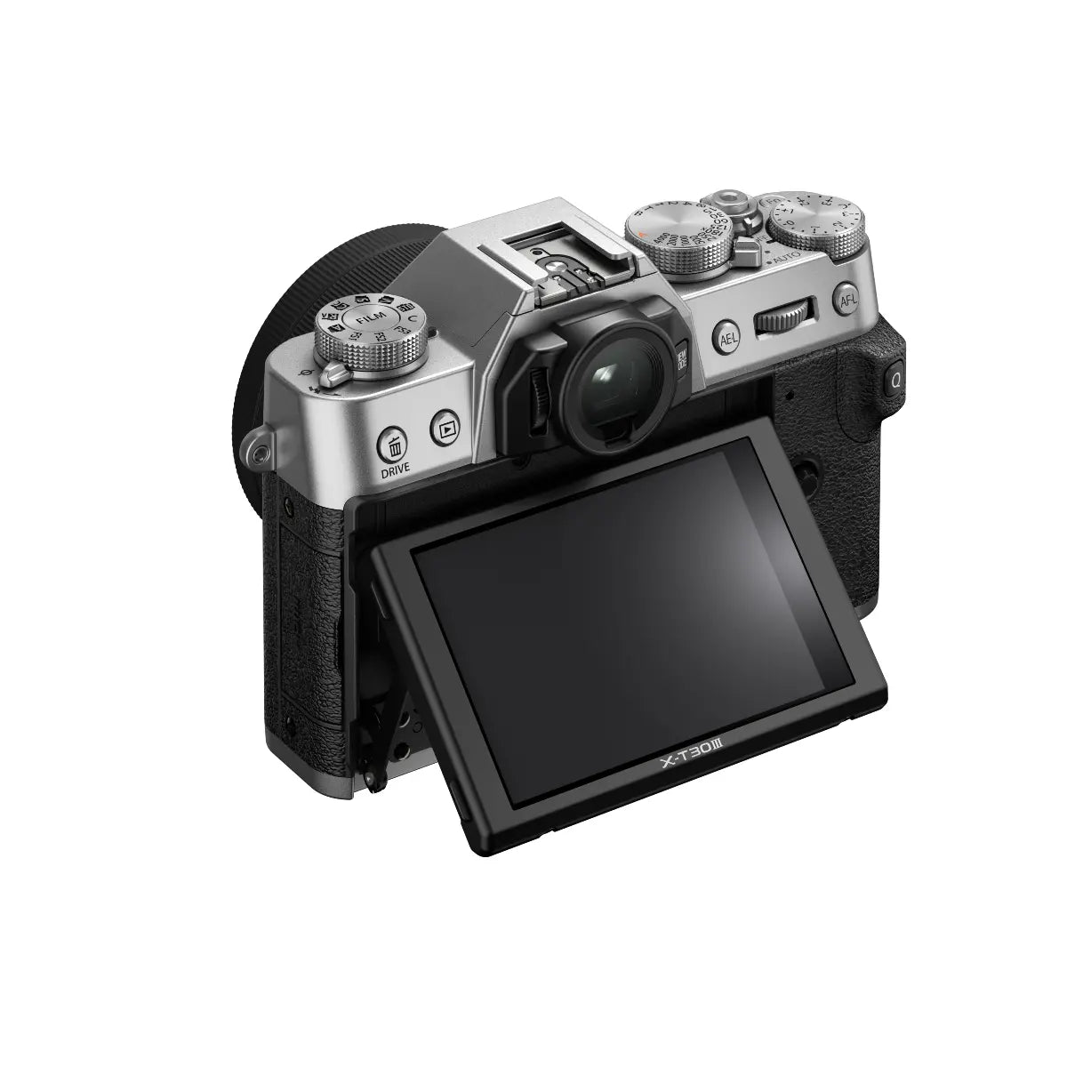 Camera with a tilting screen on a white background