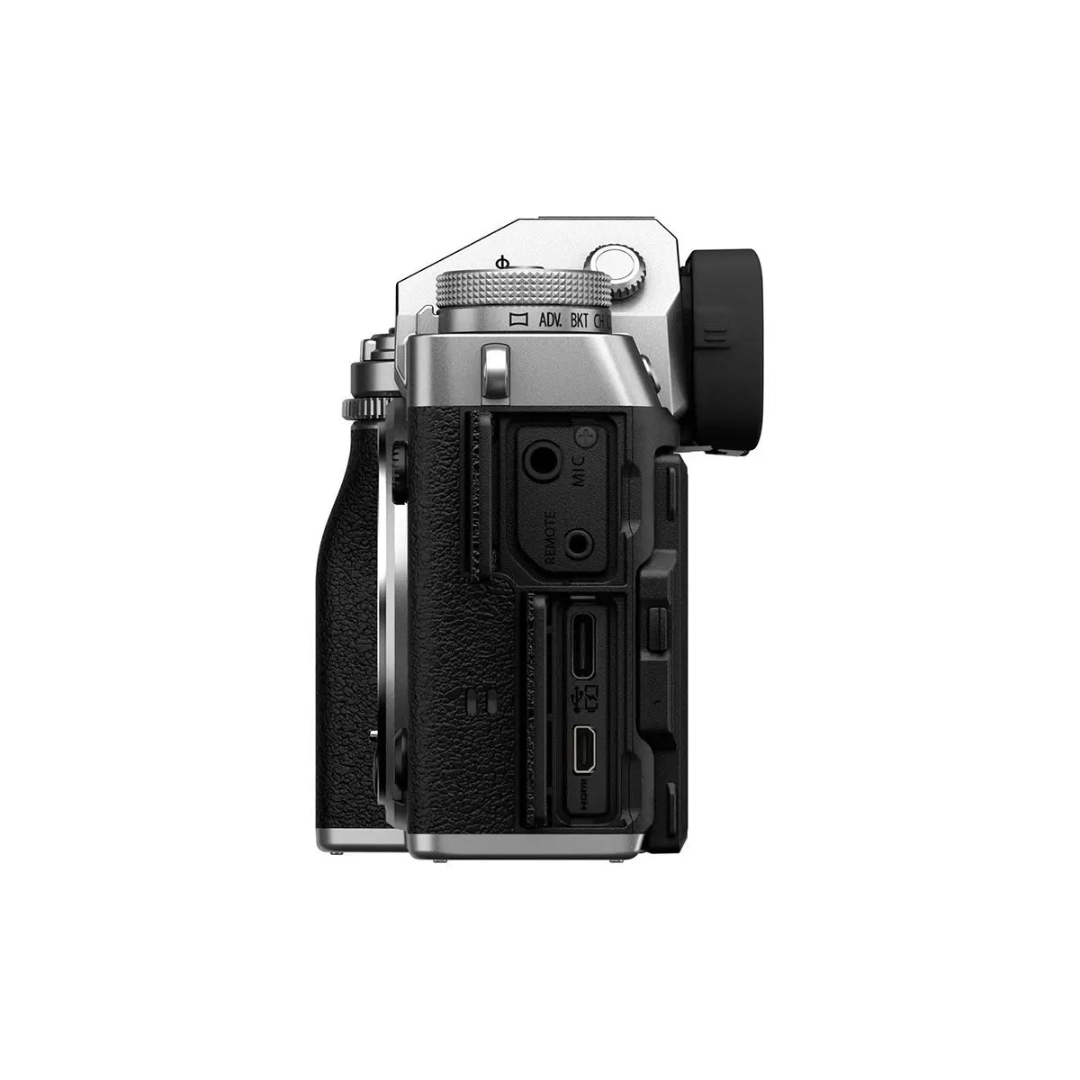 Fujifilm X-T5 Mirrorless Camera Body Only - Silver side with media ports open