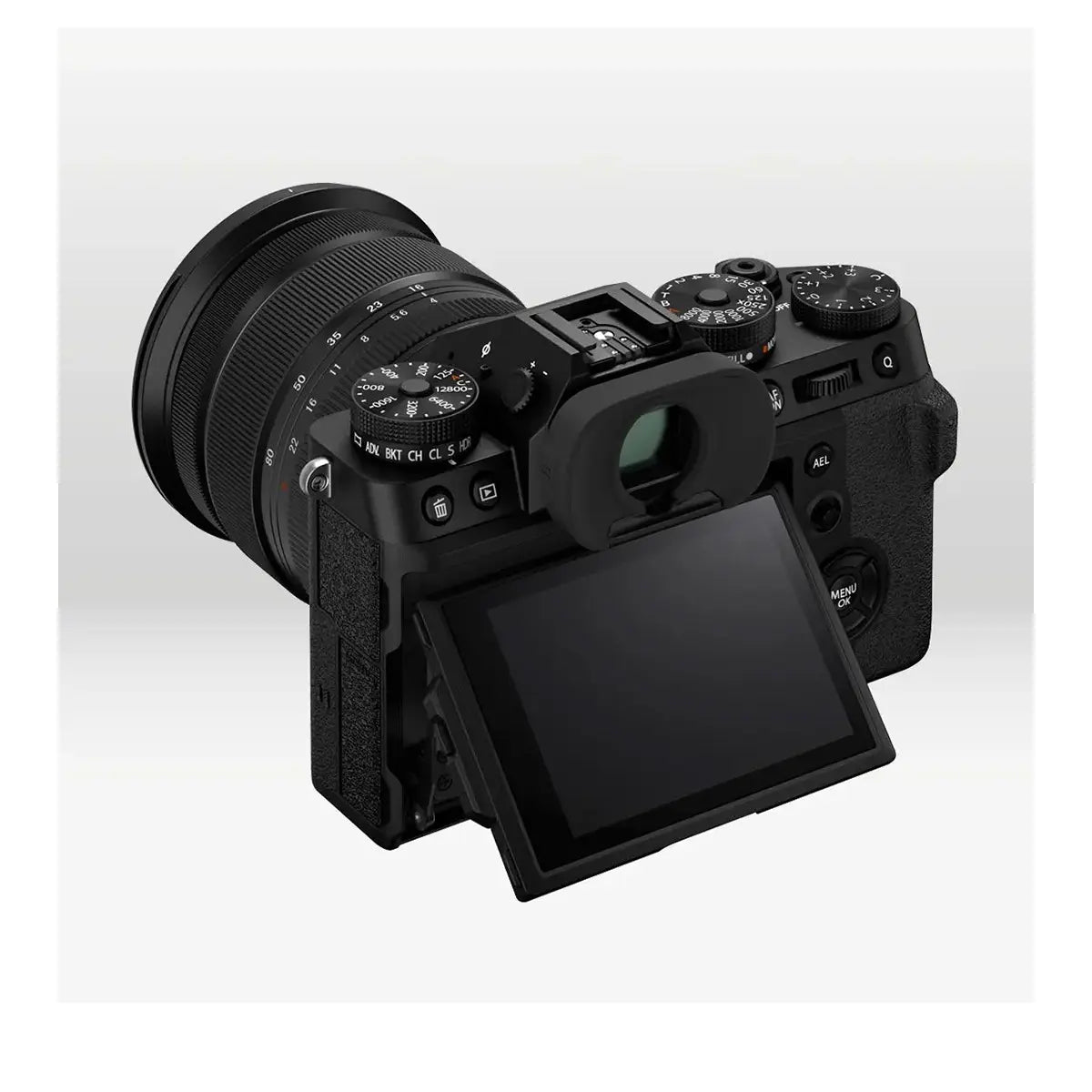 Fujifilm X-T5 Mirrorless Camera with 16-80mm f4 lens - Black back with screen rotated