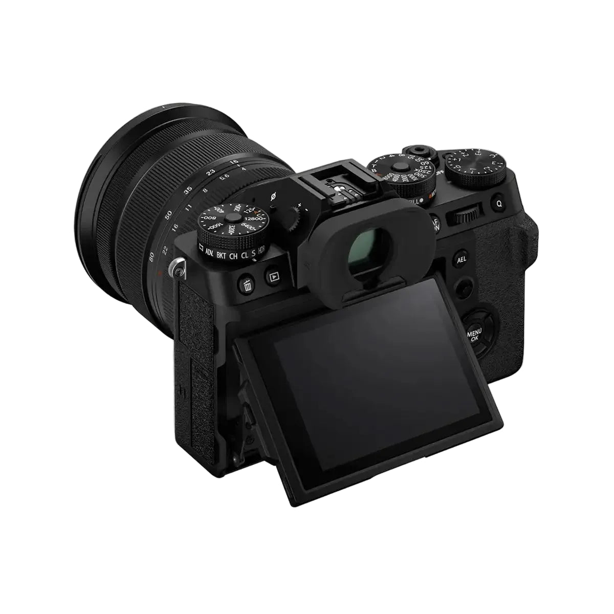 Fujifilm X-T5 Mirrorless Camera with 16-80mm f4 lens - Black back with screen rotated