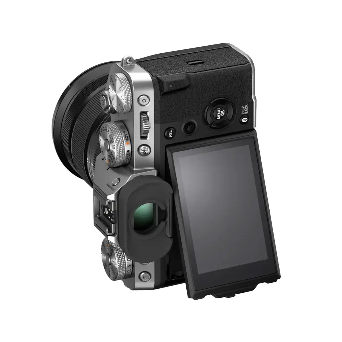 Fujifilm X-T5 Mirrorless Camera with 16-80mm f4 lens - Silver back with screen rotated