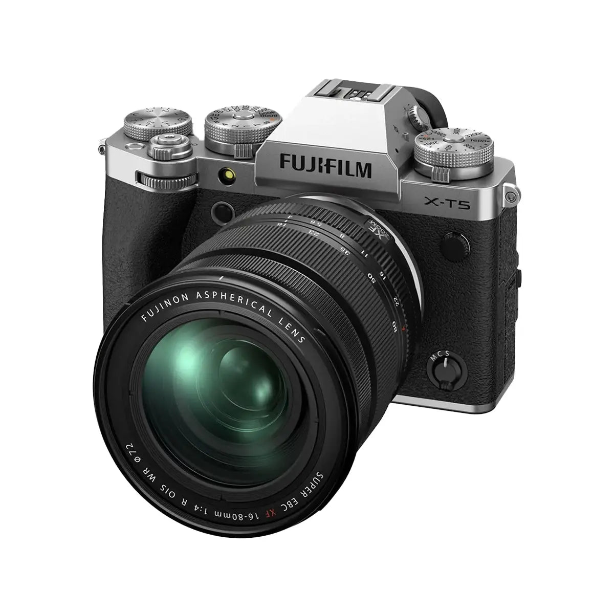 Fujifilm X-T5 Mirrorless Camera with 16-80mm f4 lens - Silver side