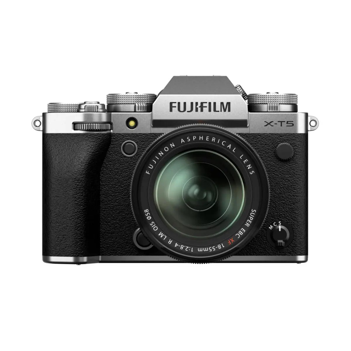 Fujifilm X-T5 Mirrorless Camera with 18-55mm f2.8-4 lens - Silver front