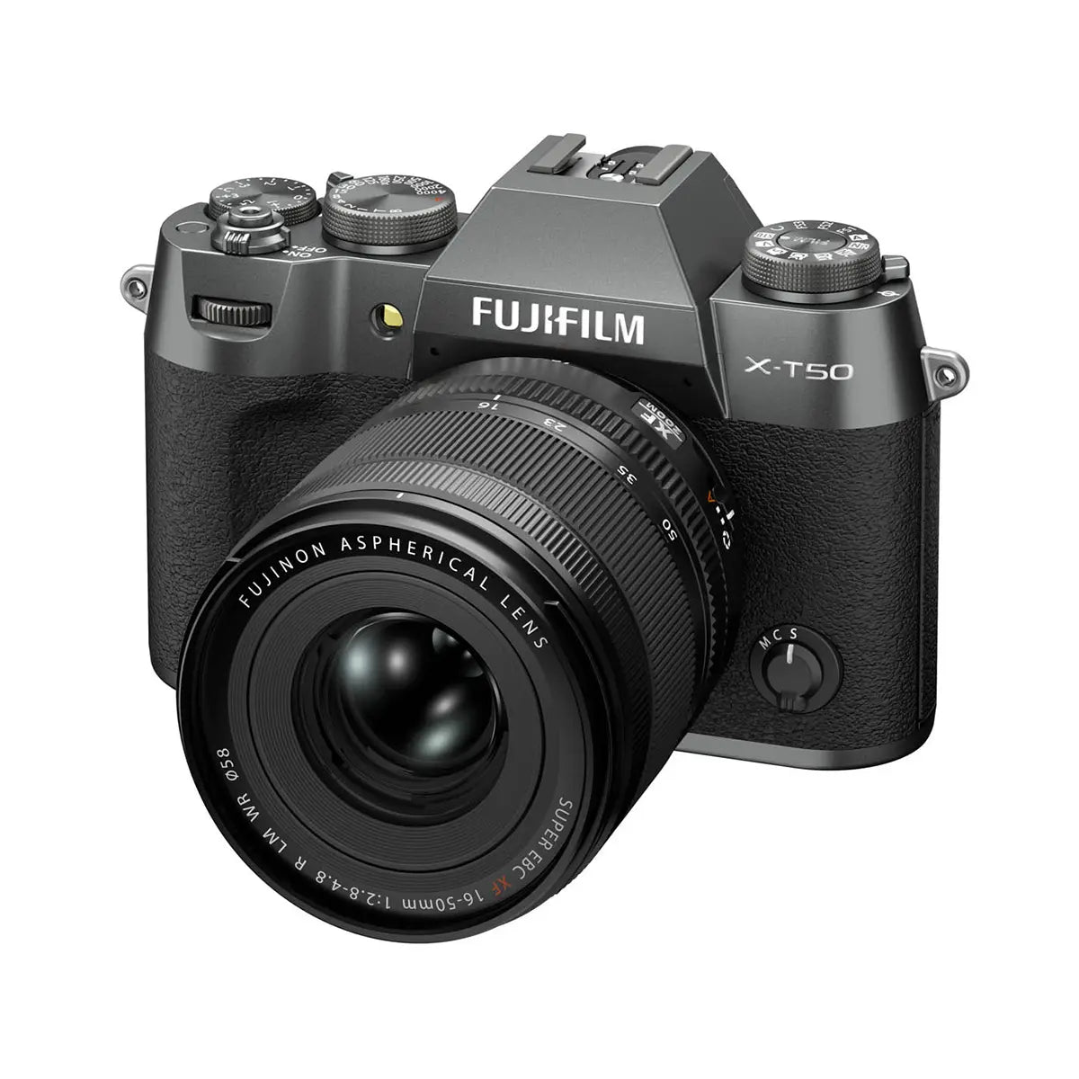 Fujifilm X-T50 Camera with XF 16-50mm F2.8-4.8 R LM WR Lens - Charcoal Silver side