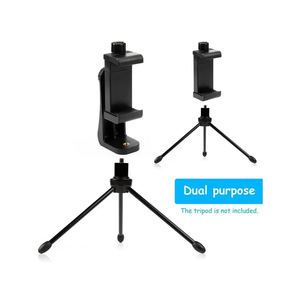 Black phone holder with stand on a white background
