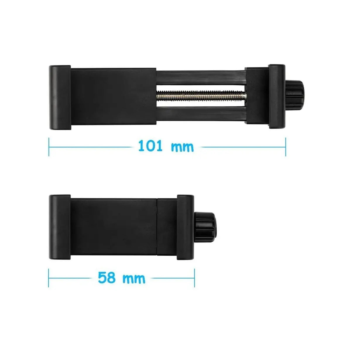 Black metal rod with measurements on a white background