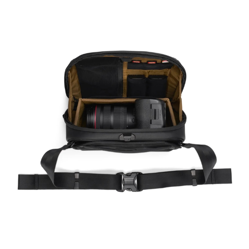 Gomatic McKinnon Camera Sling 5L top angle with camera gear inside