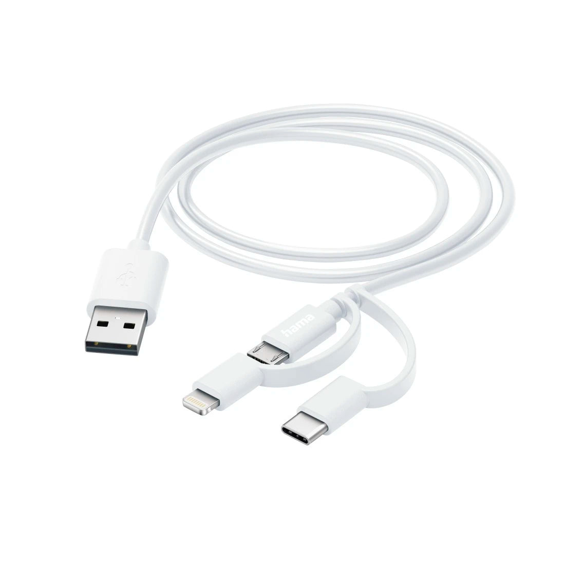 Hama 3-in-1 Multi Charging Cable (USB-A to Micro-USB, USB-C & Lightning, 1m)