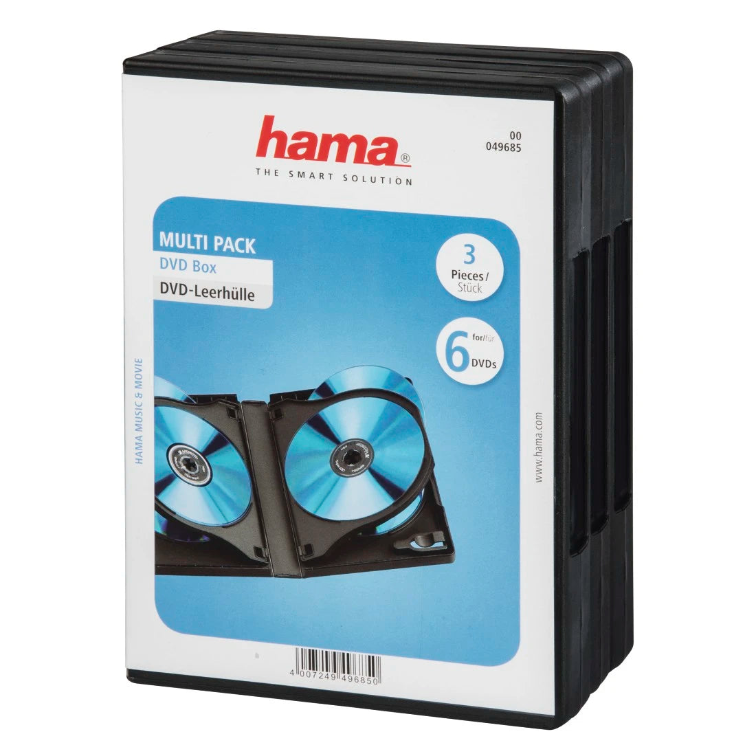 Hama 6 Box DVD Jewel Case – Pack of 3, Black