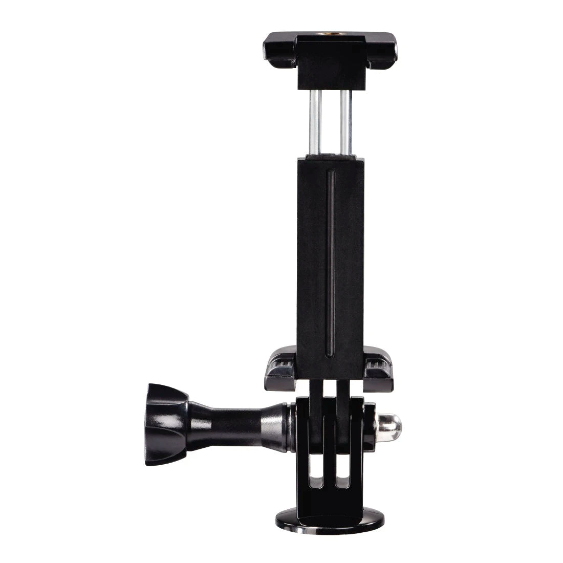Black adjustable camera mount on a white background