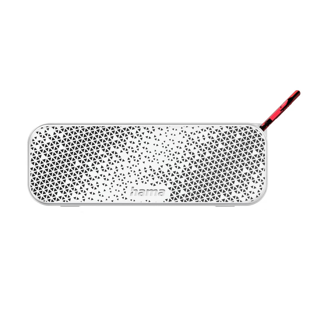 Rectangular cleaning tool with a textured surface and red handle on a white background