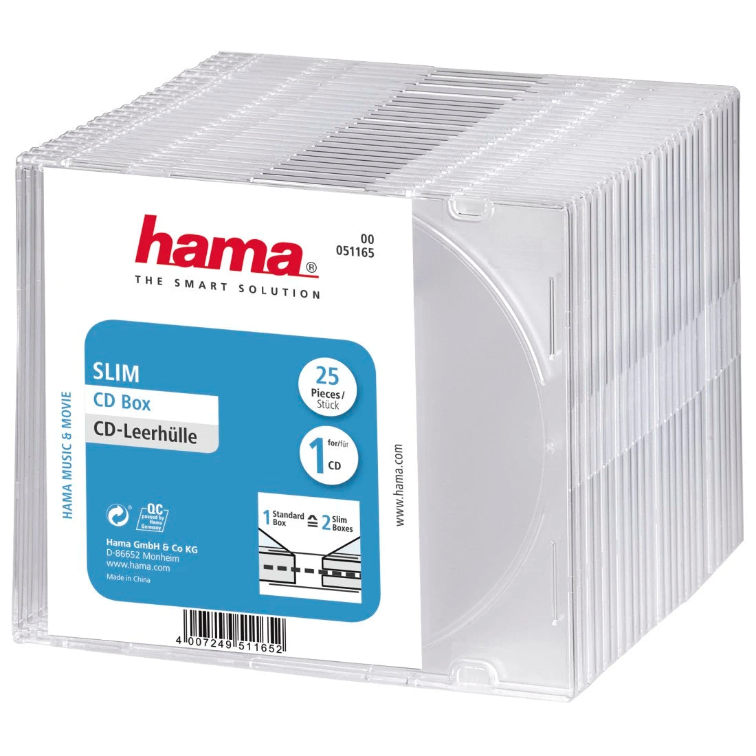 Hama CD/DVD/Blu-Ray Slim Jewel Cases x25, Transparent