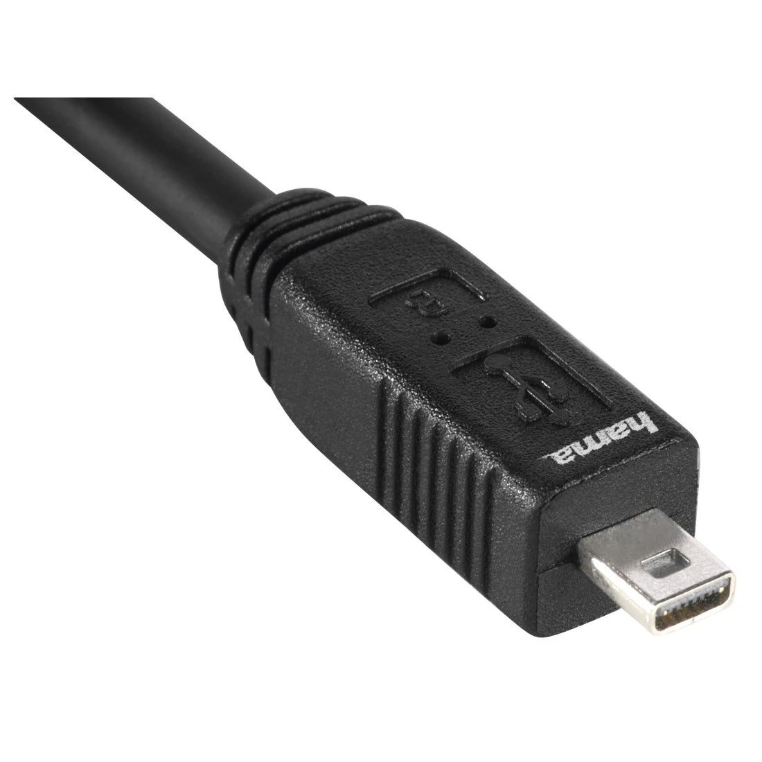 Black USB cable with micro USB connector on a white background