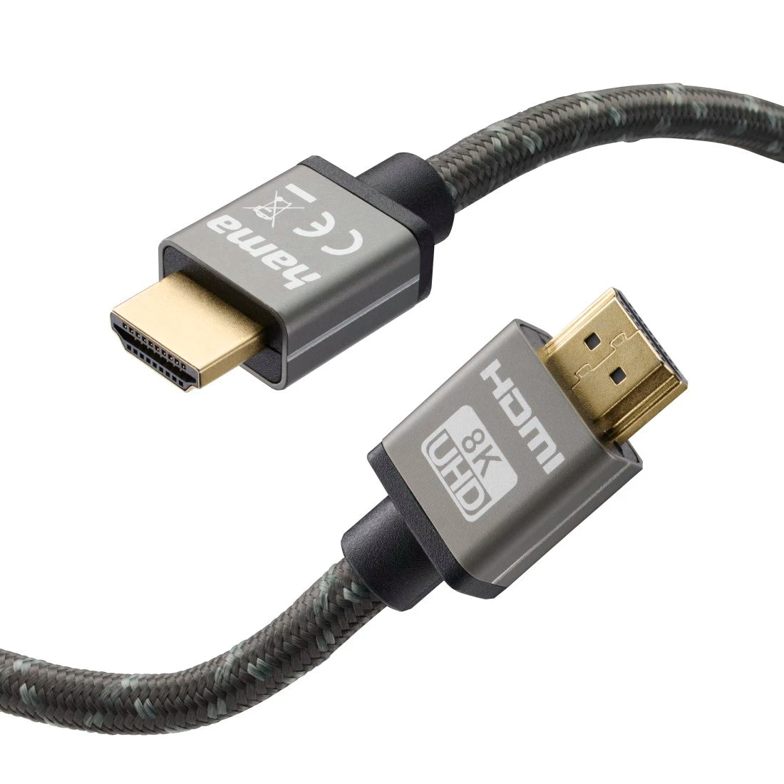 HDMI cable with gold connectors on a white background