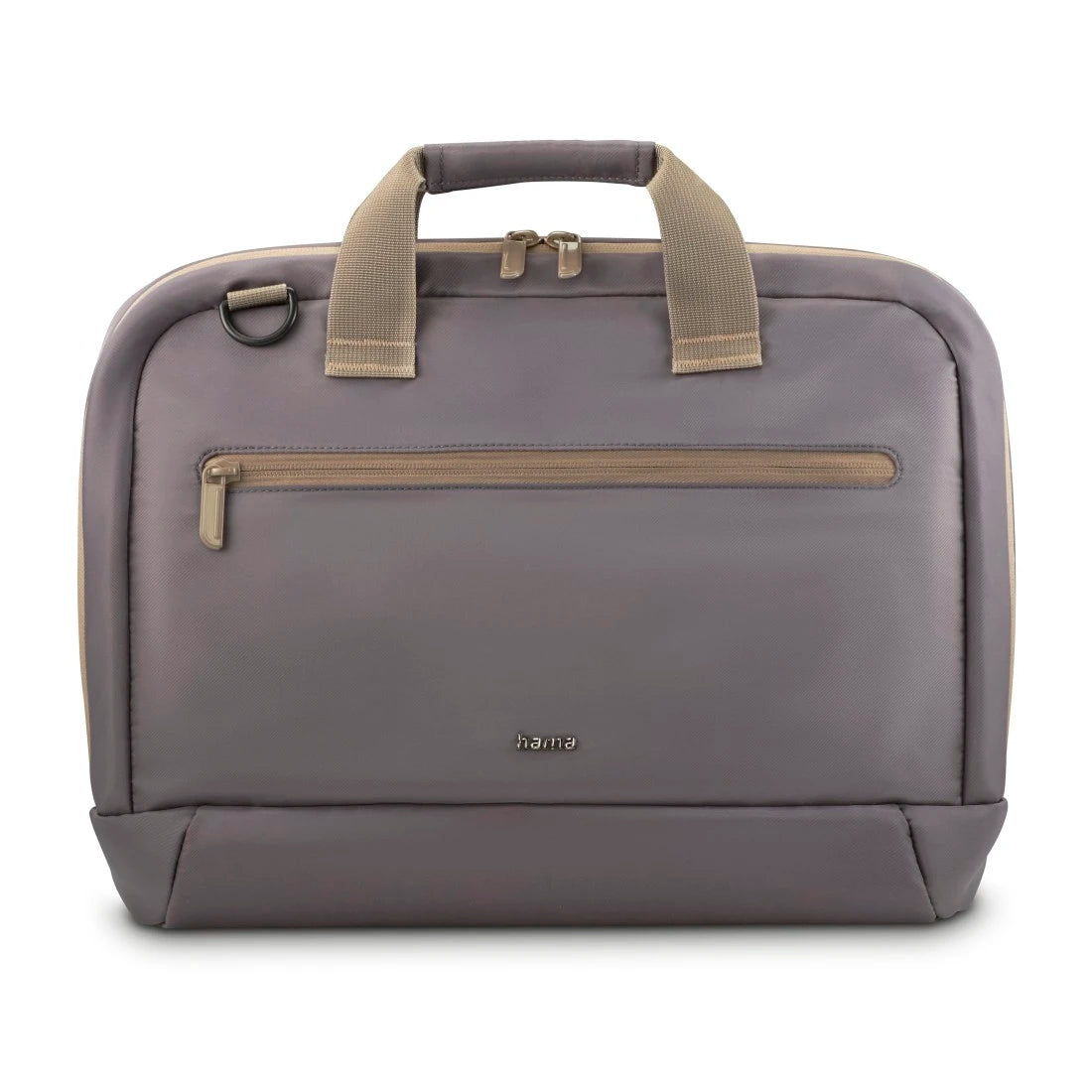 Gray backpack with green straps on a white background