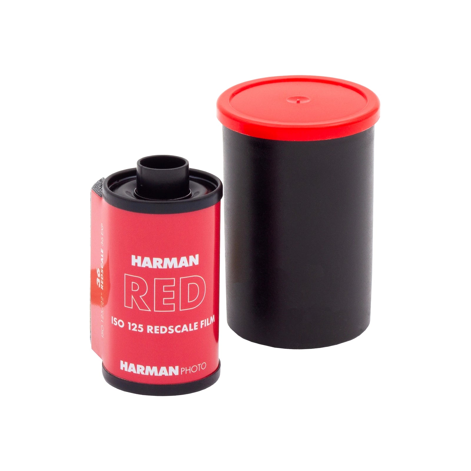 Ilford Harman Red 125 135-36exp front angle of canister with tube