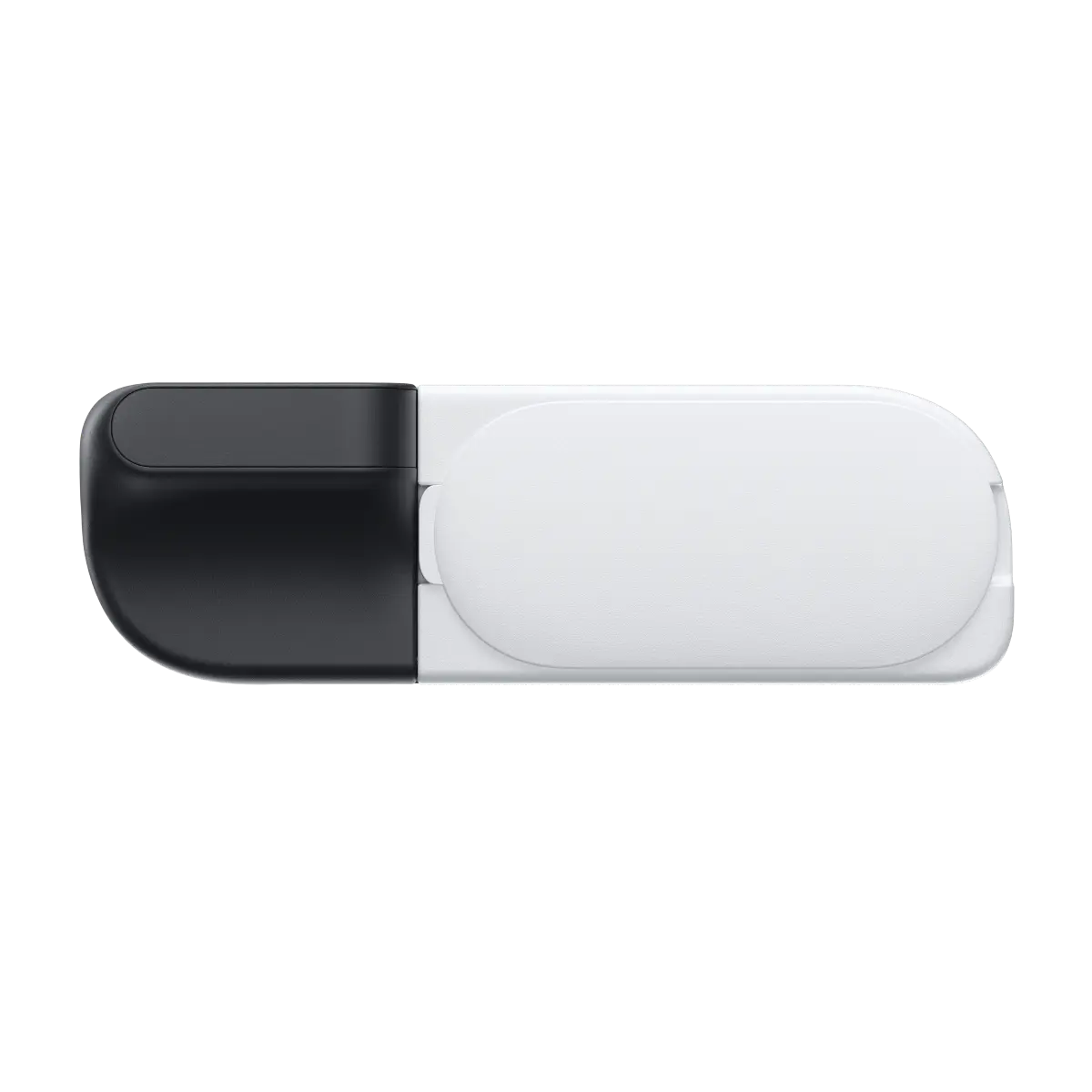 Black and white USB drive on a white background