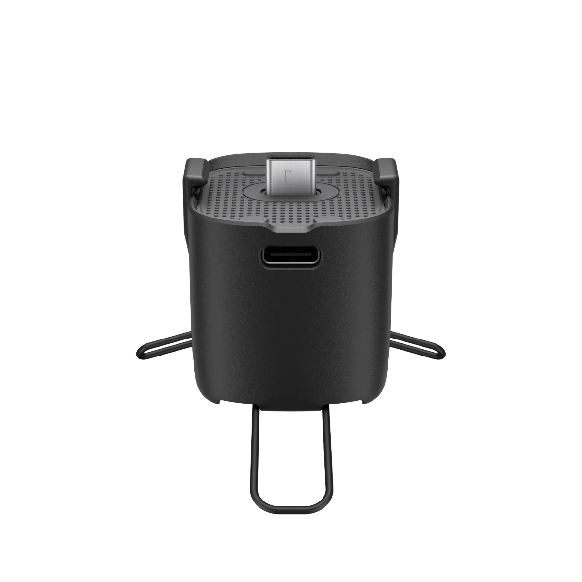 Black portable grill on a white background