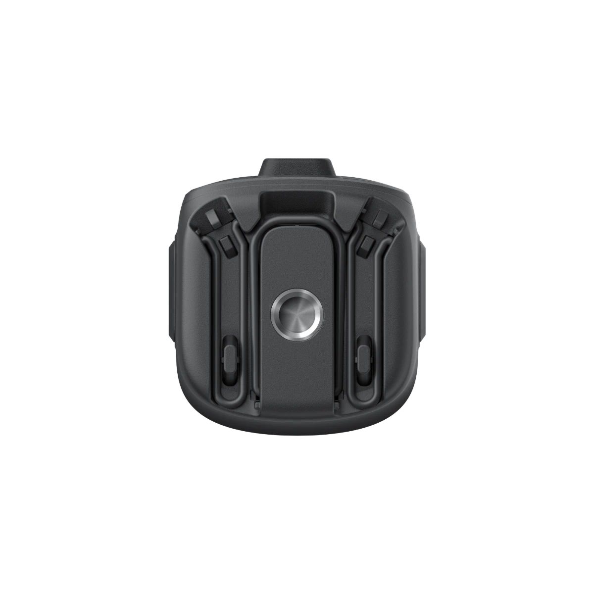 Black camera mount on a white background