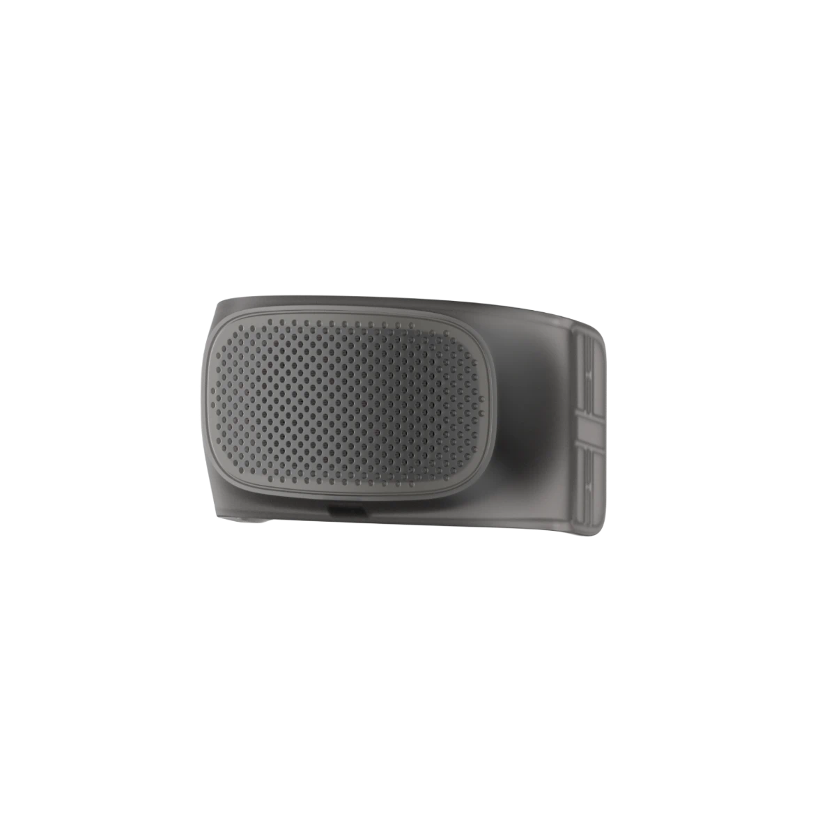 Black speaker grille on a white background