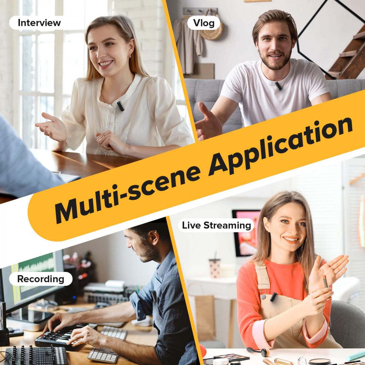 K&F M9 Wireless Lavalier Microphone Plug-Play Noise Reduction Auto-Sync