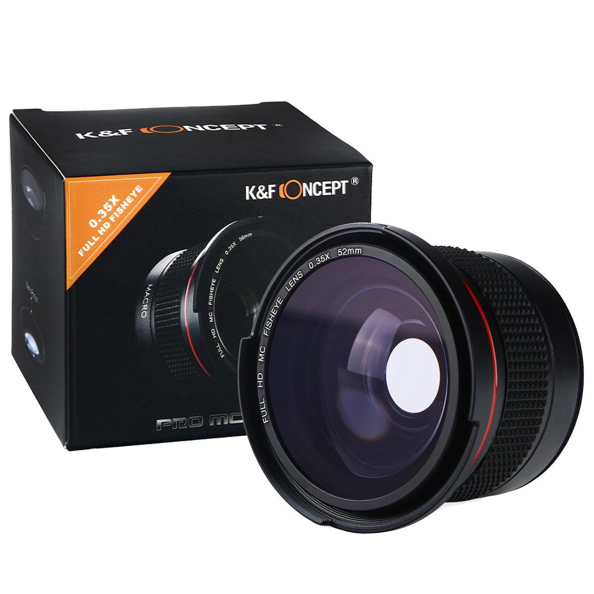 K&F Concept 52mm Fisheye Lens 0.35X HD Wide Angle with Macro Close Up