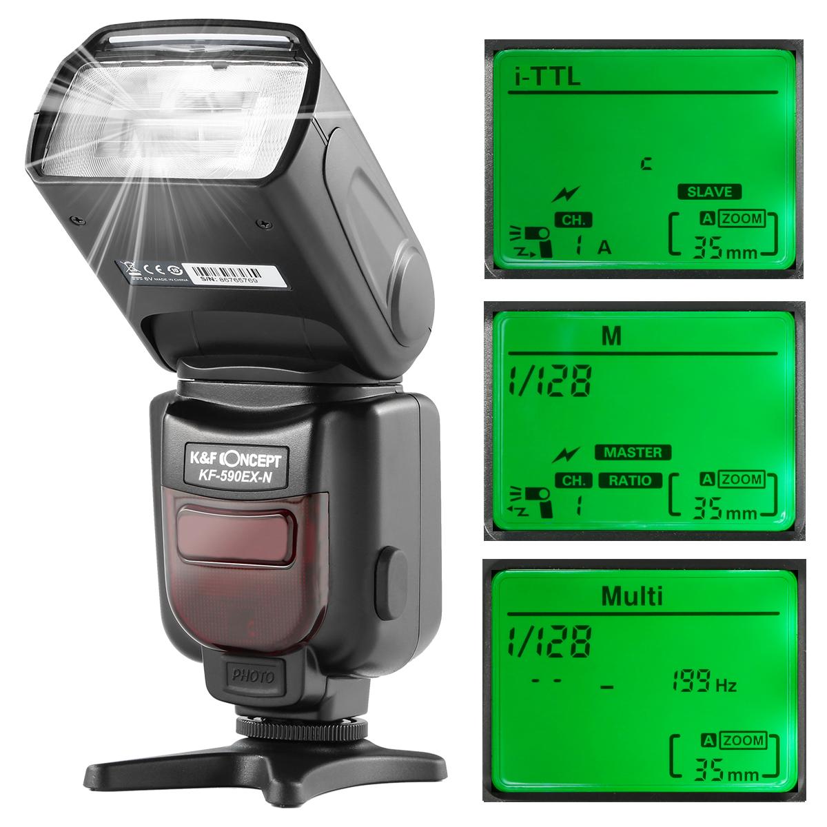 K&F Concept 590N I-TTL Flash for Nikon GN56 Auto-Focus Wireless Slave