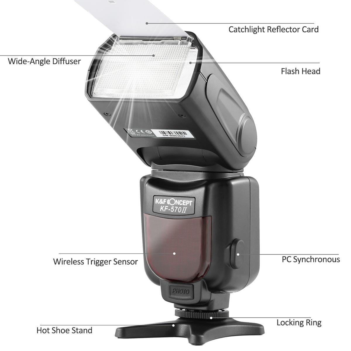 K&F Concept 570 II Flash for Canon Nikon with Single-Contact Shoe Mount