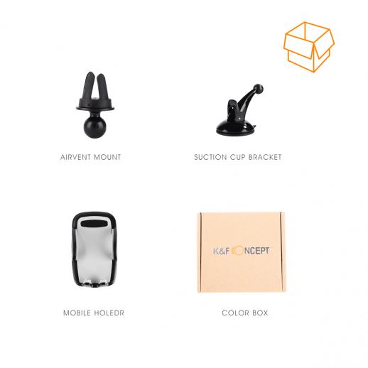 K&F Car Phone Holder Mobile Device Mounting System (Suction & Vent)