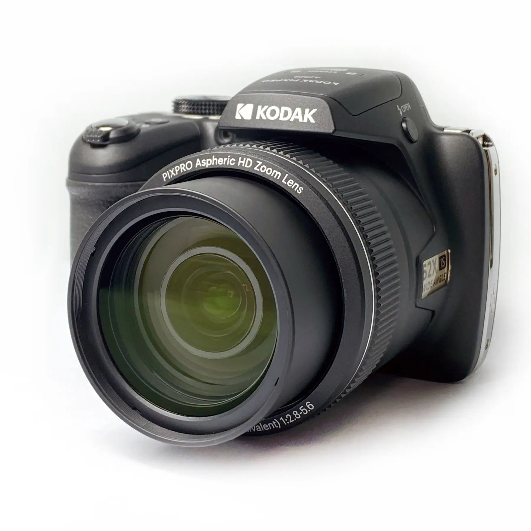 Kodak camera with large lens on a white background