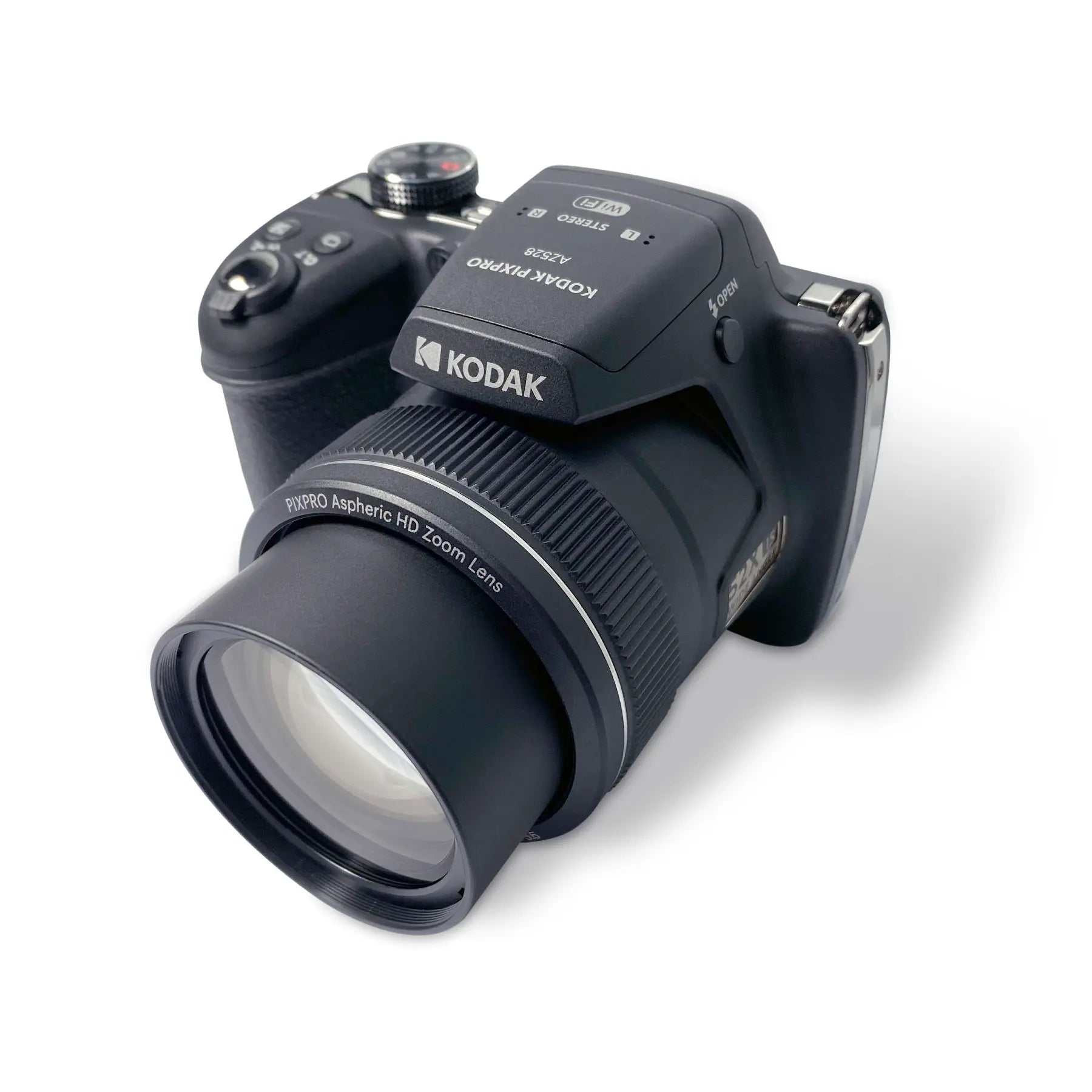 Kodak camera with large lens on a white background