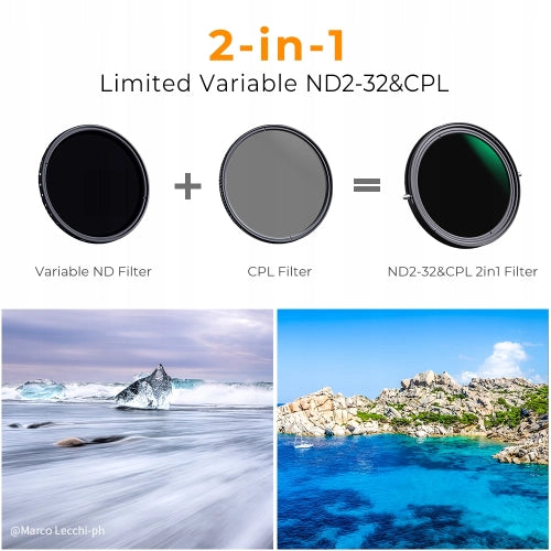 Clearance K&F Concept Nano-X 77mm 2in1 ND2-32 Filter & CPL Circular Polarising Filter