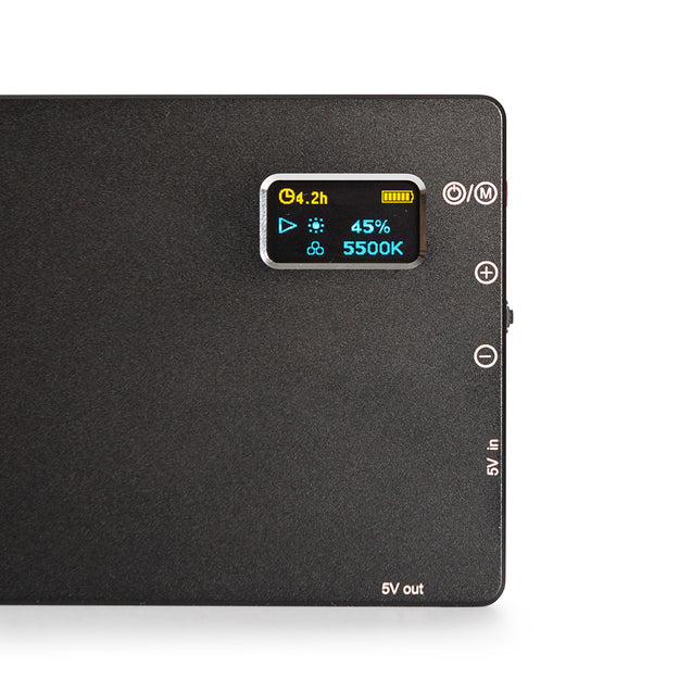 Kenro Smart Lite Bi-Colour Compact LED Video Light close up of screen