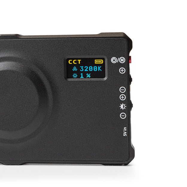 Kenro Smart Lite RGB Compact LED Video Light close up of lcd screen