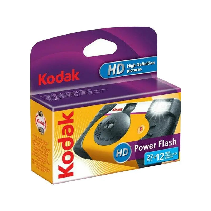 Kodak Power Flash packaging with purple and yellow design on a white background