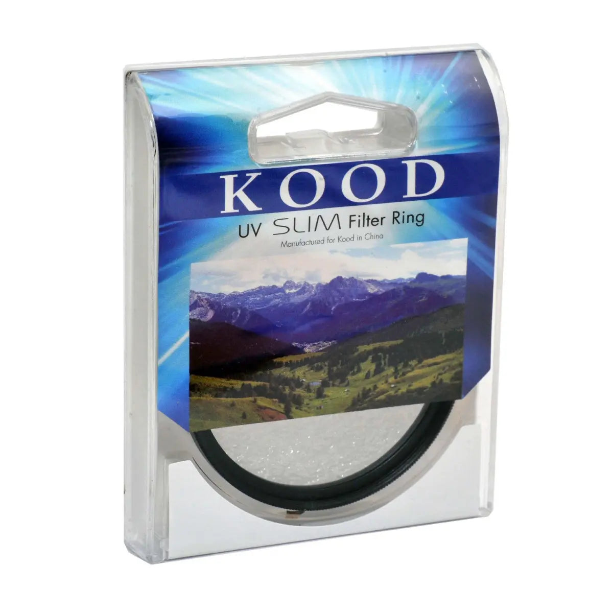 Kood UV Slim Filter Ring packaging with mountain landscape on a white background