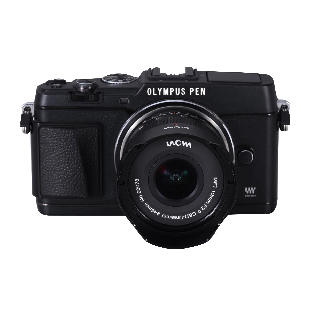 Laowa 10mm f2 Zero-D MFT front angle on camera