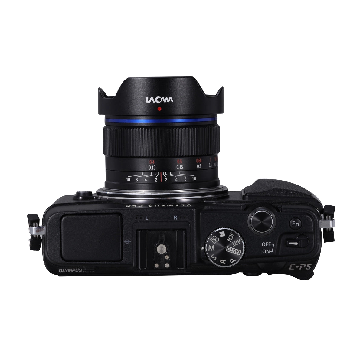 Laowa 10mm f2 Zero-D MFT top angle on camera